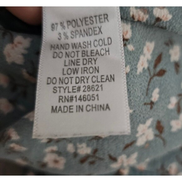 Monteau Los Angeles Womens Green Floral Flutter Short Sleeve Wrap Tunic Shirt SM - Picture 7 of 7